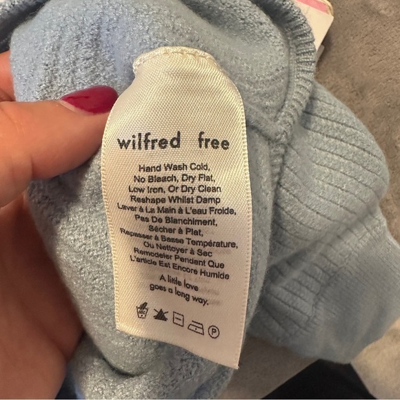 Wilfred Free Aritzia Blue Ribbed Cropped Sweater Wool Blend Size XXS Women’s - Picture 8 of 9